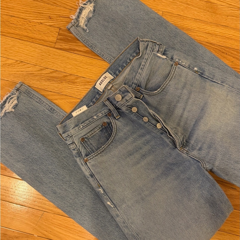 Agolde Faded Blue Ripped Jeans